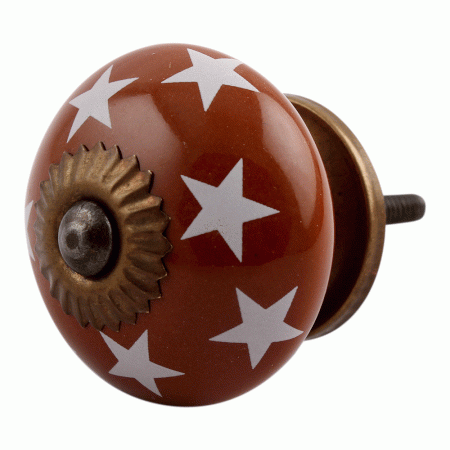 Brown Star Ceramic Dresser Knob